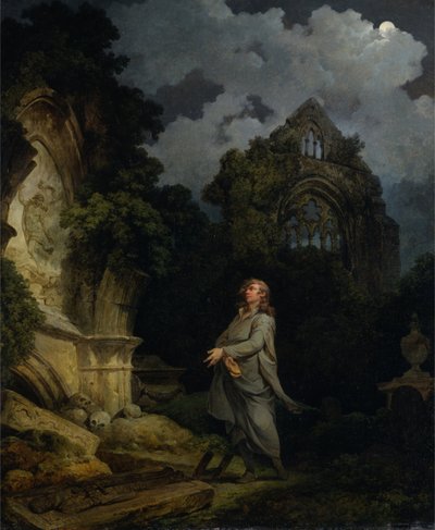 Besucher auf einem mondbeschienenen Friedhof von Philippe Jacques de Loutherbourg